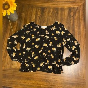 Hollister Floral Long Sleeve Crop Top